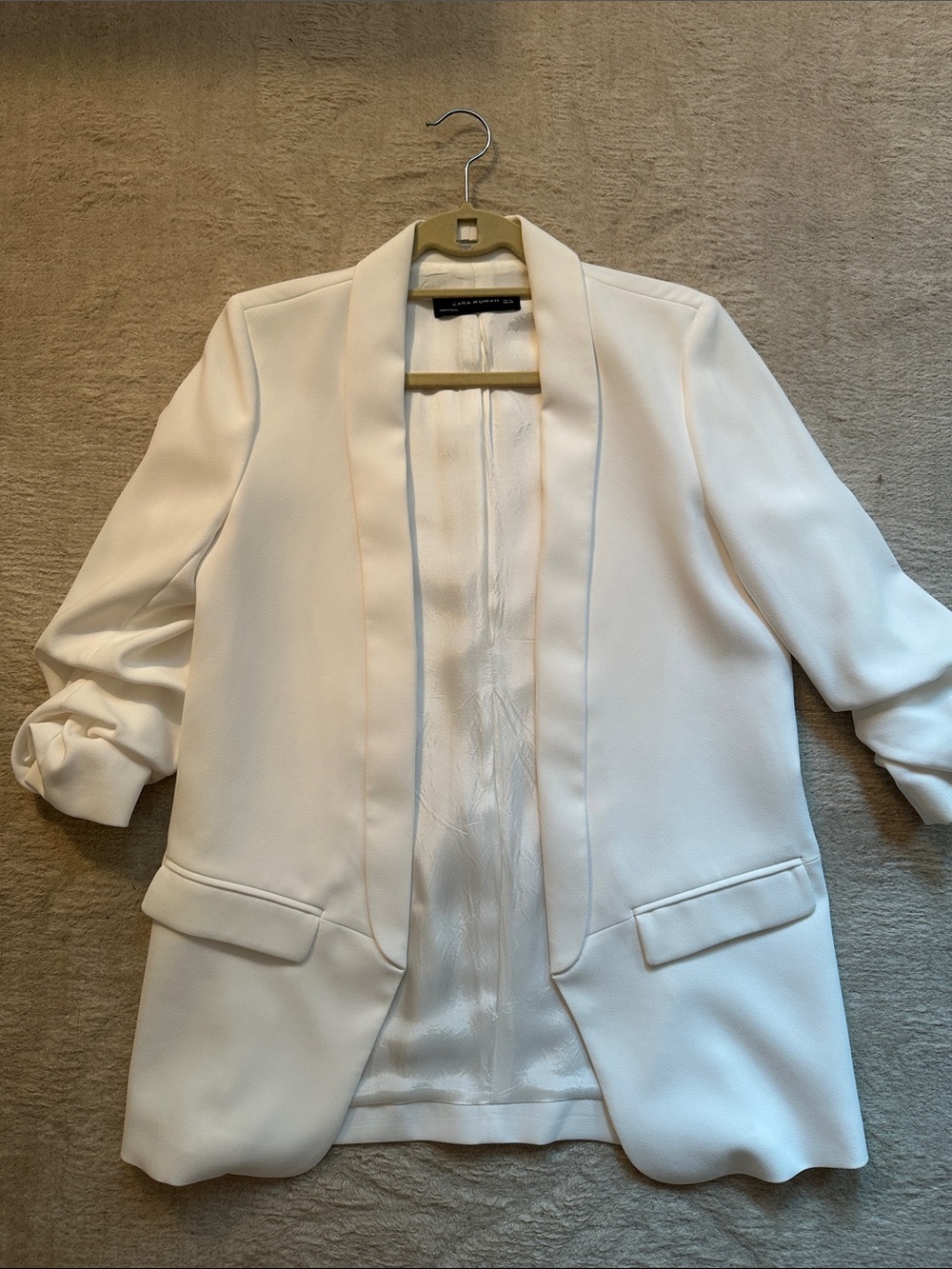 Zara Cream Open-Front Shawl Collar Blazer